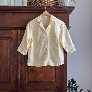 Josephine Chaus Petite Butter Yellow Linen Top